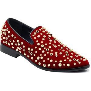 Men's Vintage Spike Dress Loafers Slip On Fashion Shoes Classic Tuxedo Dress Sho